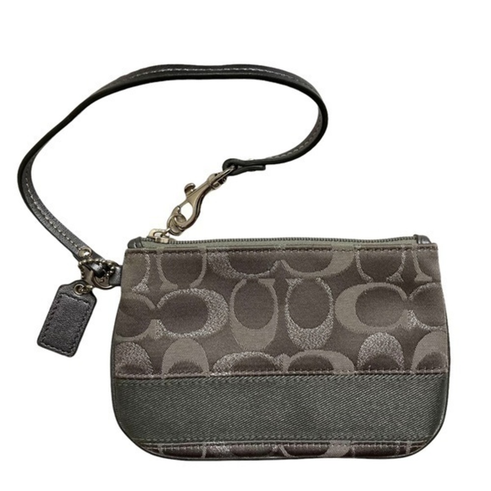 Coach silver gray wristlet bag